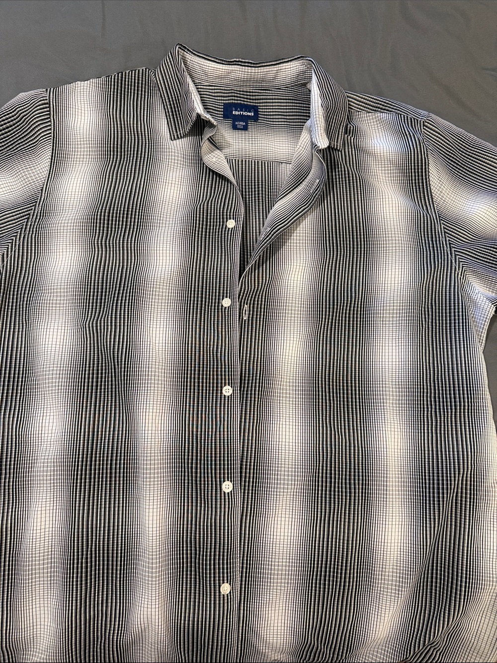 Basic Editions Black and White Gradient Stripe Button-Down Shirt